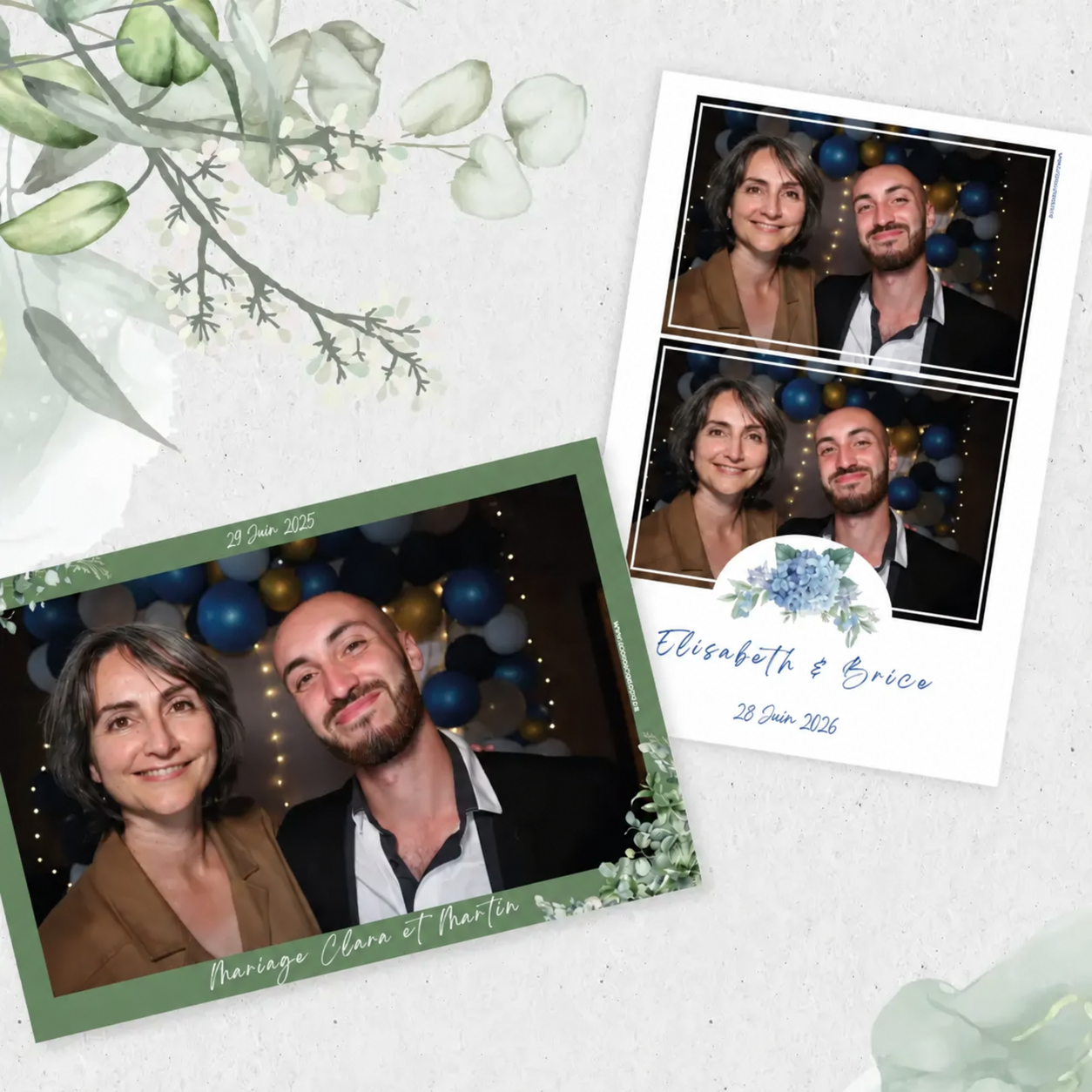Cadres photo de mariage personnalisés avec des dates en 2025 et 2026